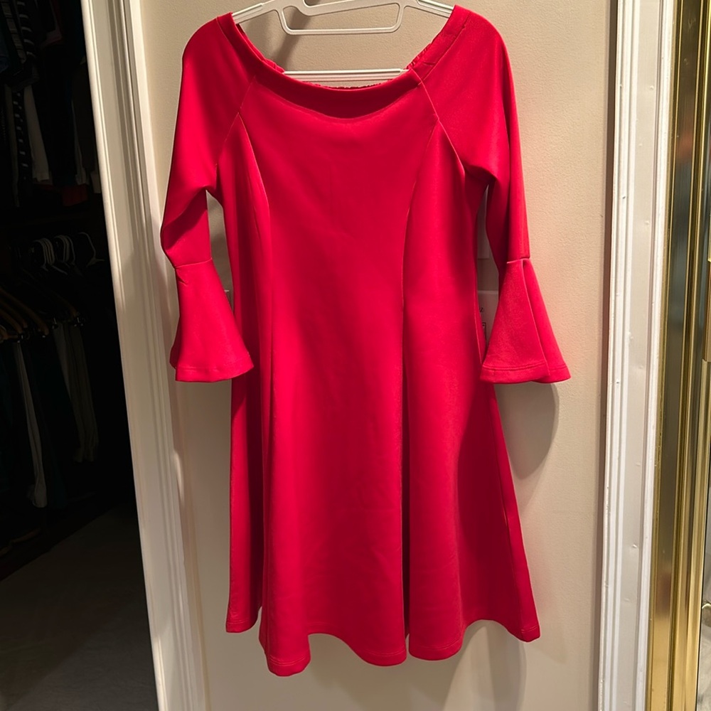 Unique, red dress size small polyester material